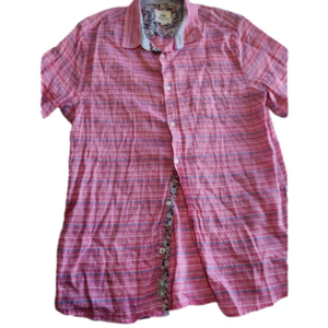 Private Member Men’s Size Large Linen Cotton Blend Pin Stripe Short Sleeve